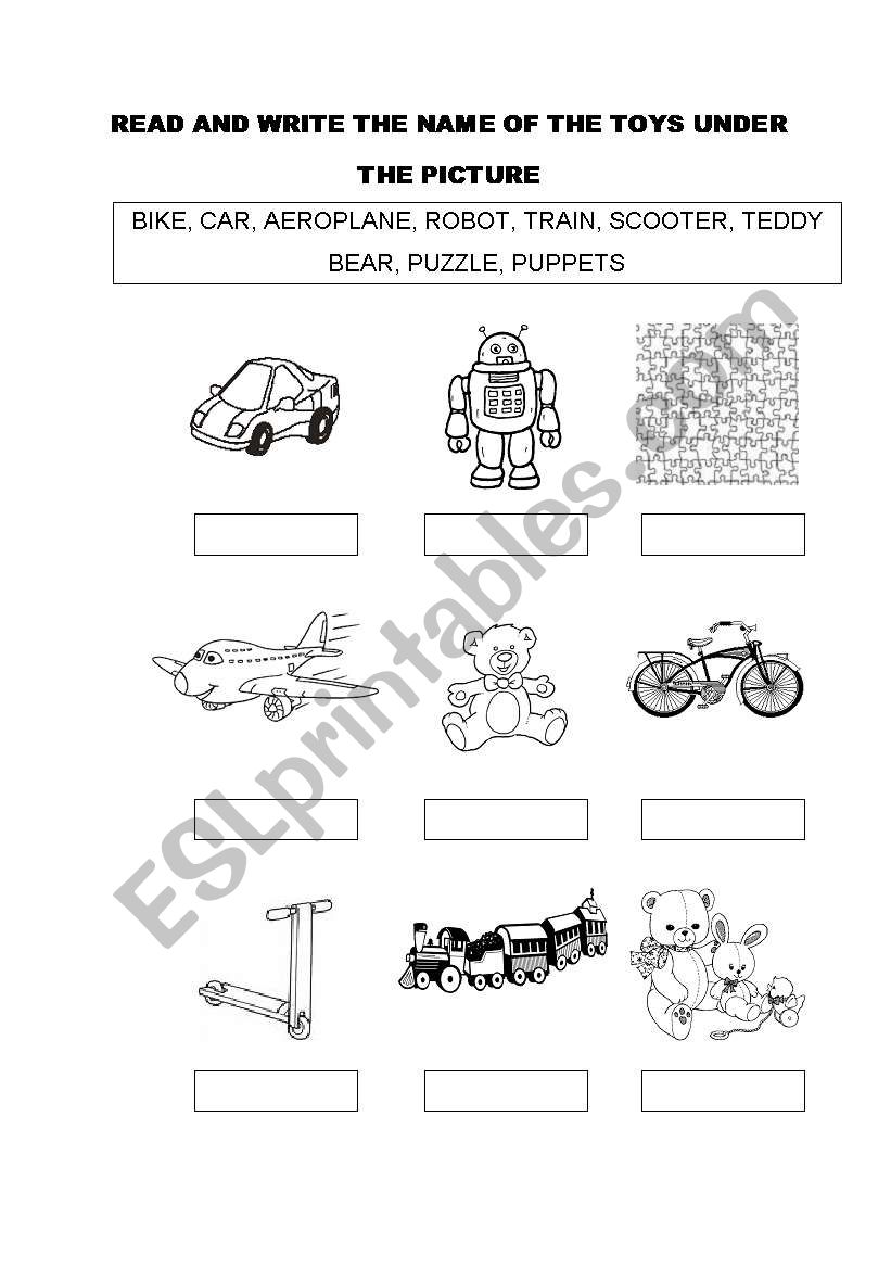 read and write the name of the toys