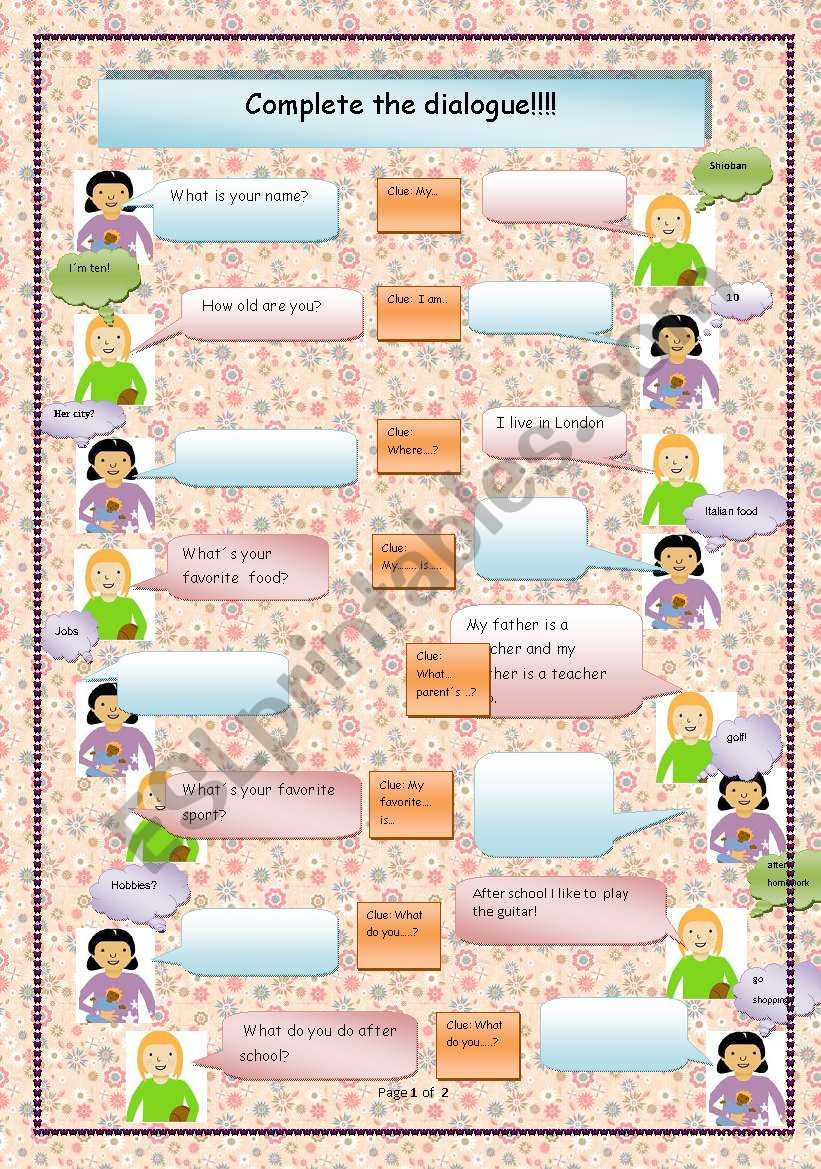 Just talking! worksheet