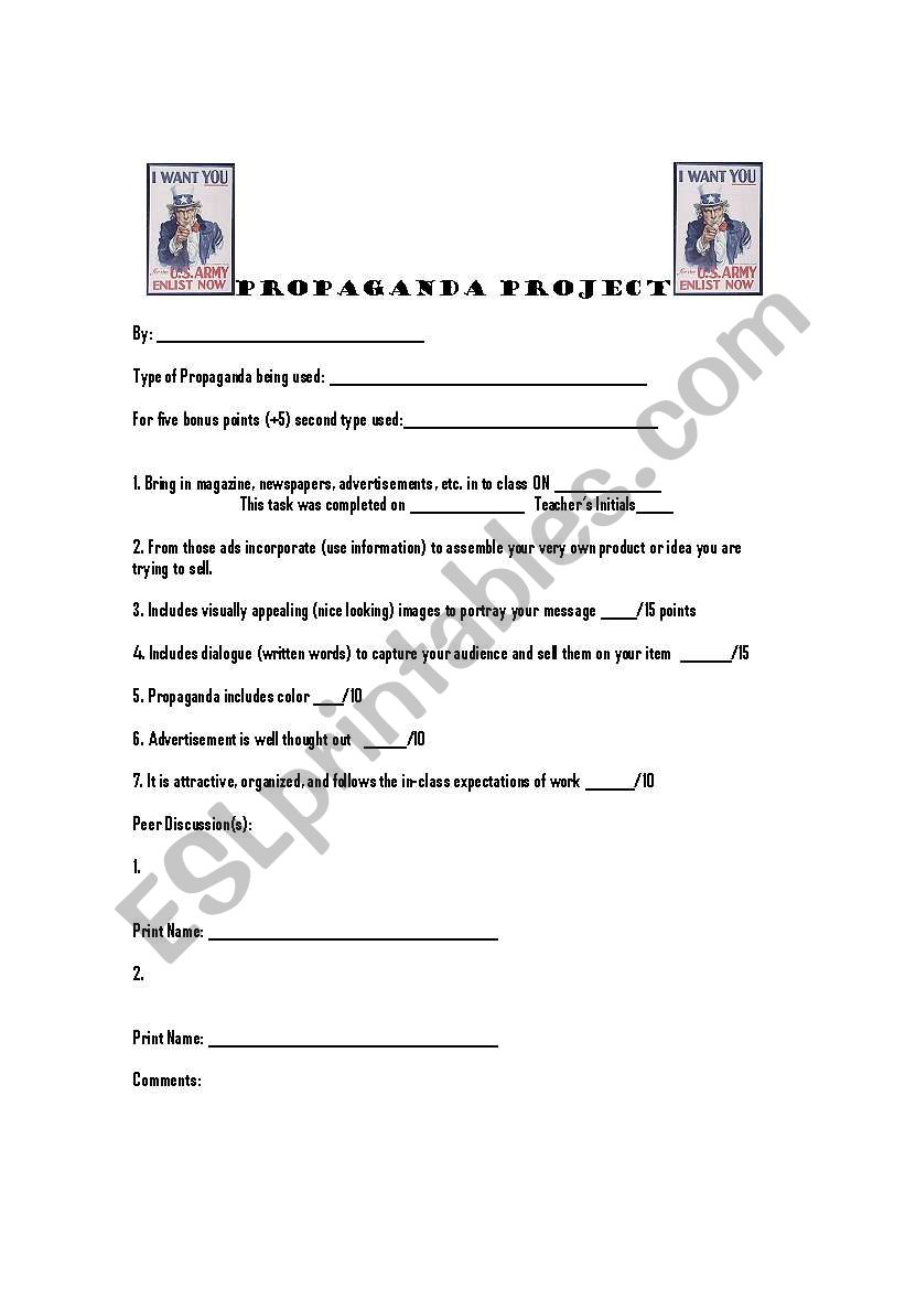 Propaganda rubric worksheet