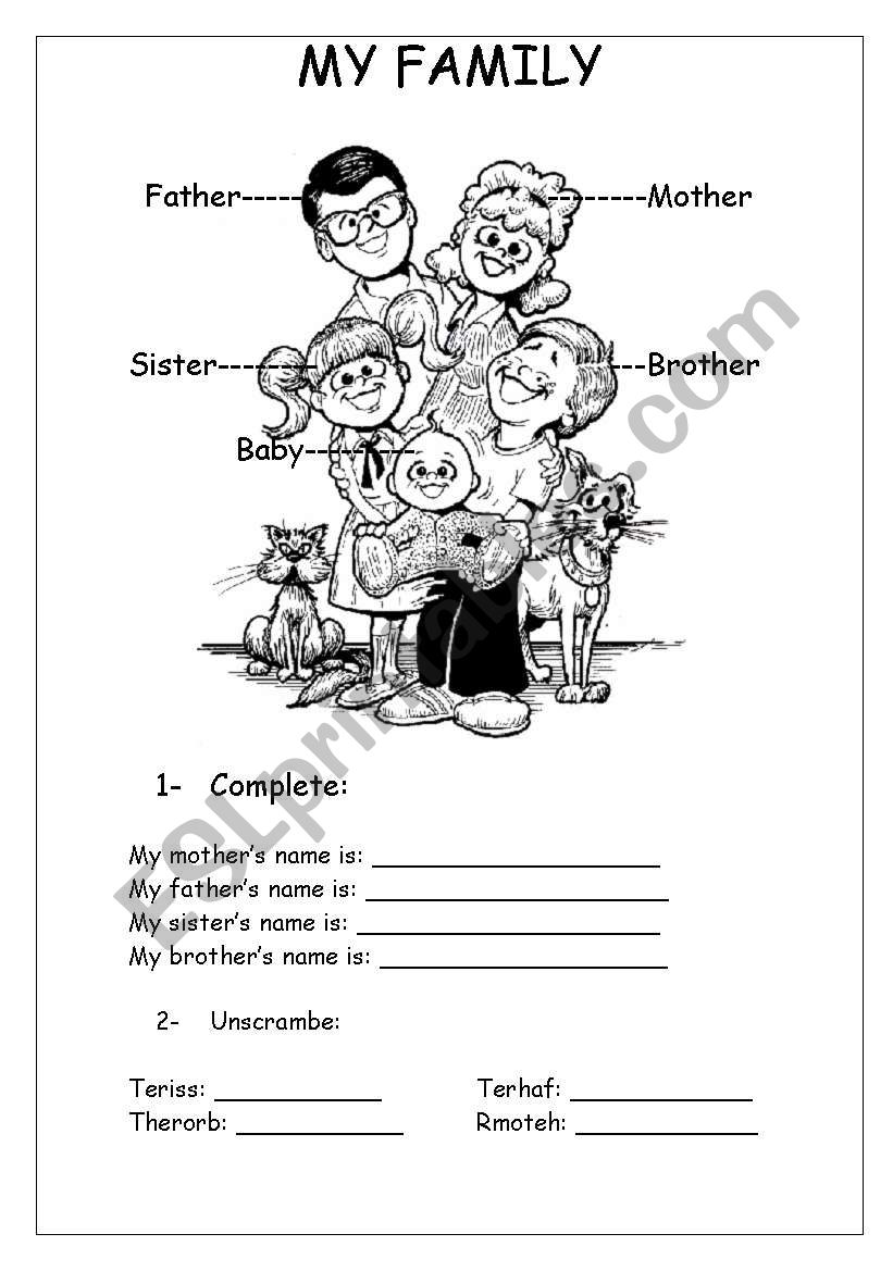 Family ESL Worksheet By Teachernet2