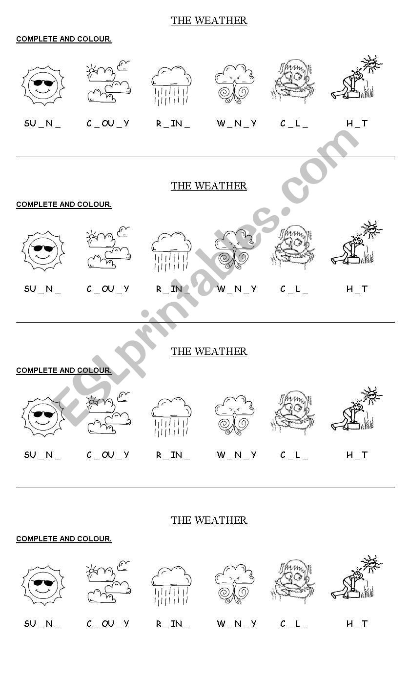 weather words to complete worksheet