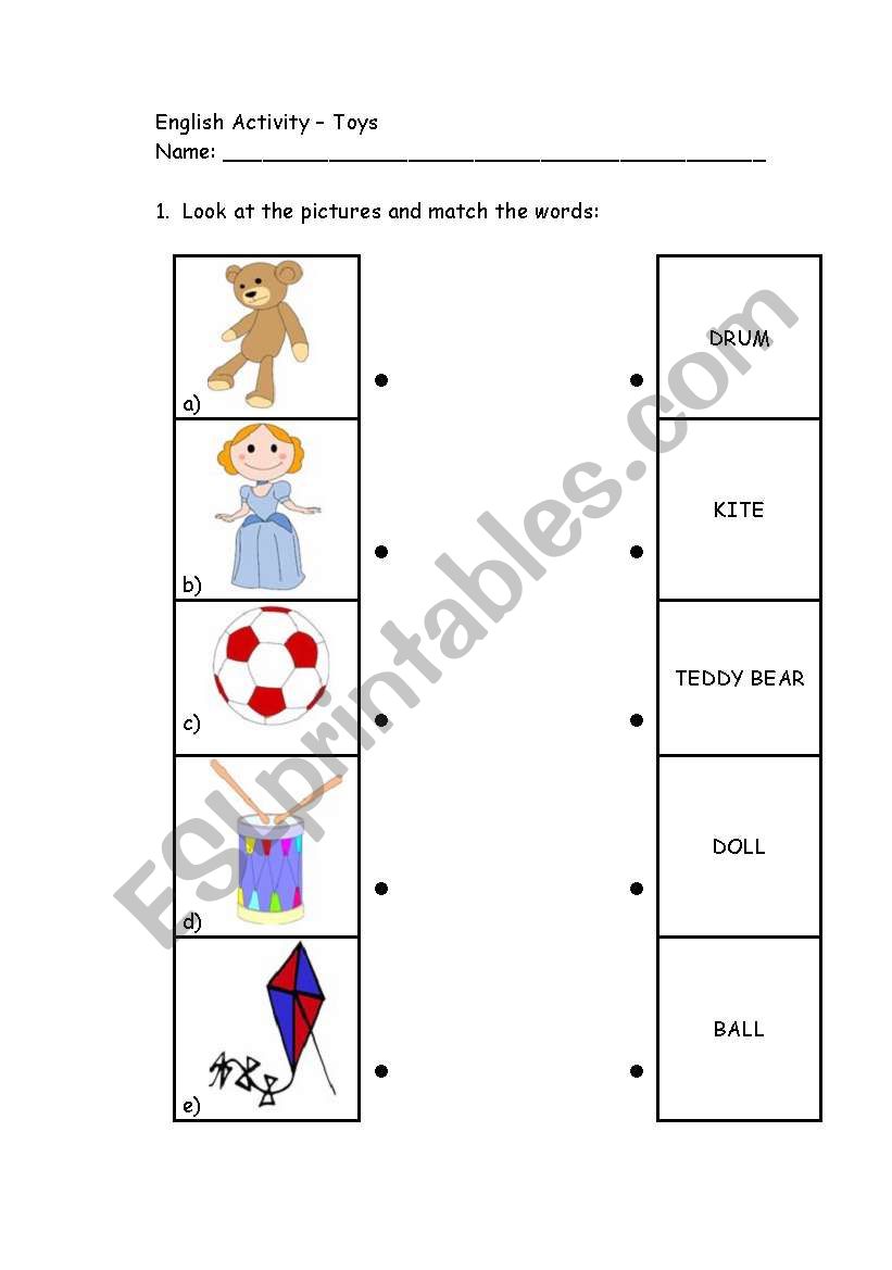 Toys worksheet