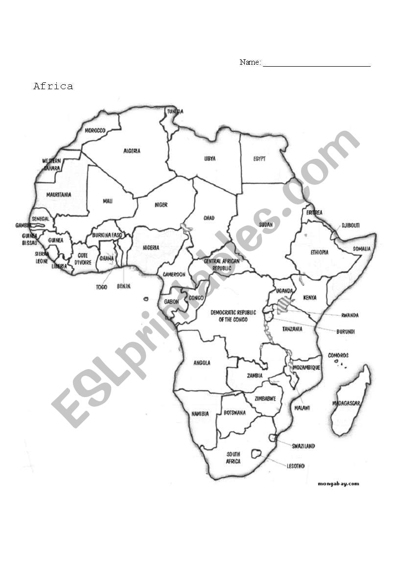 Africa Atlas Questions worksheet