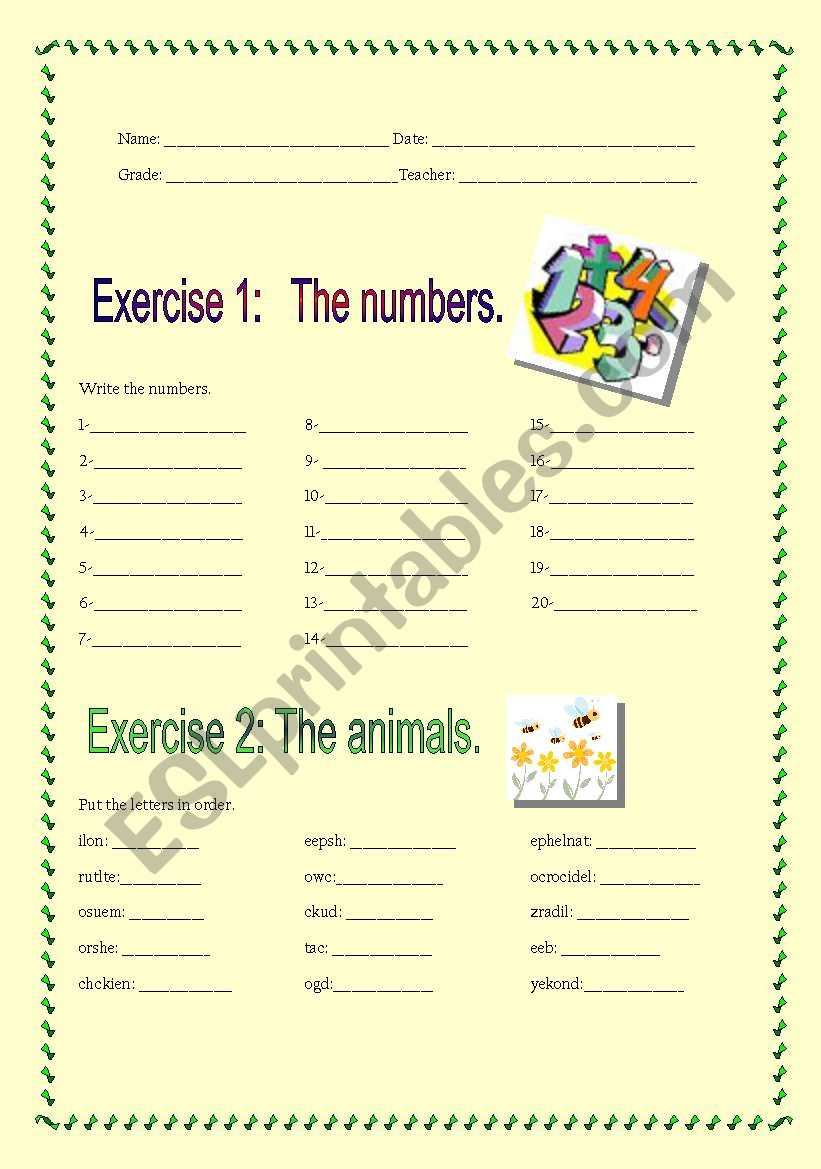 test for kids worksheet