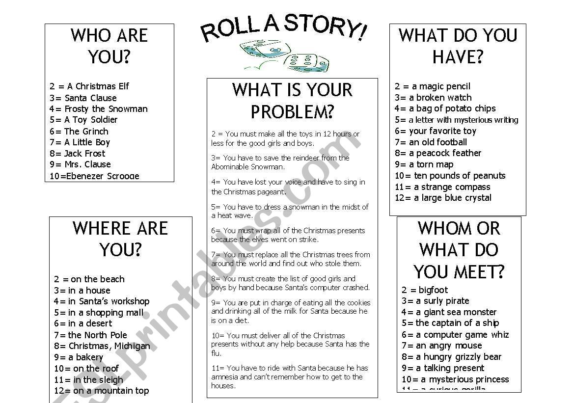 Roll a Story  worksheet
