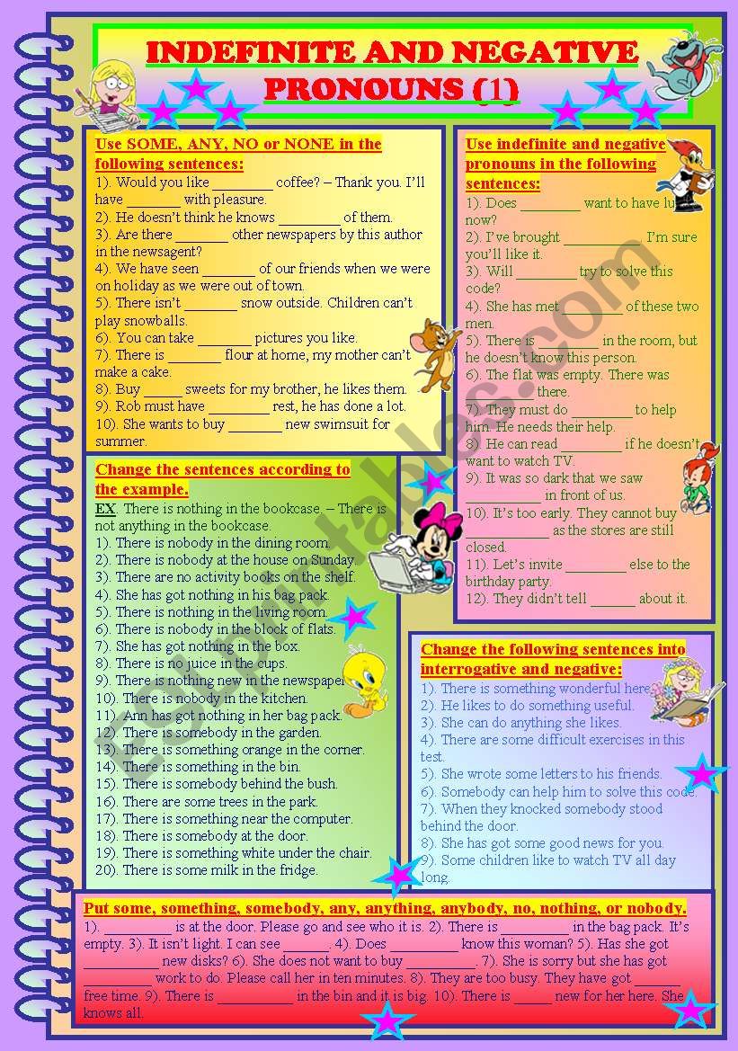 INDEFINITE AND NEGATIVE PRONOUNS