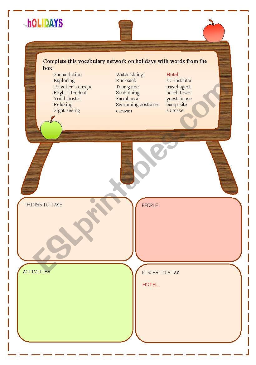 Holidays exercise worksheet