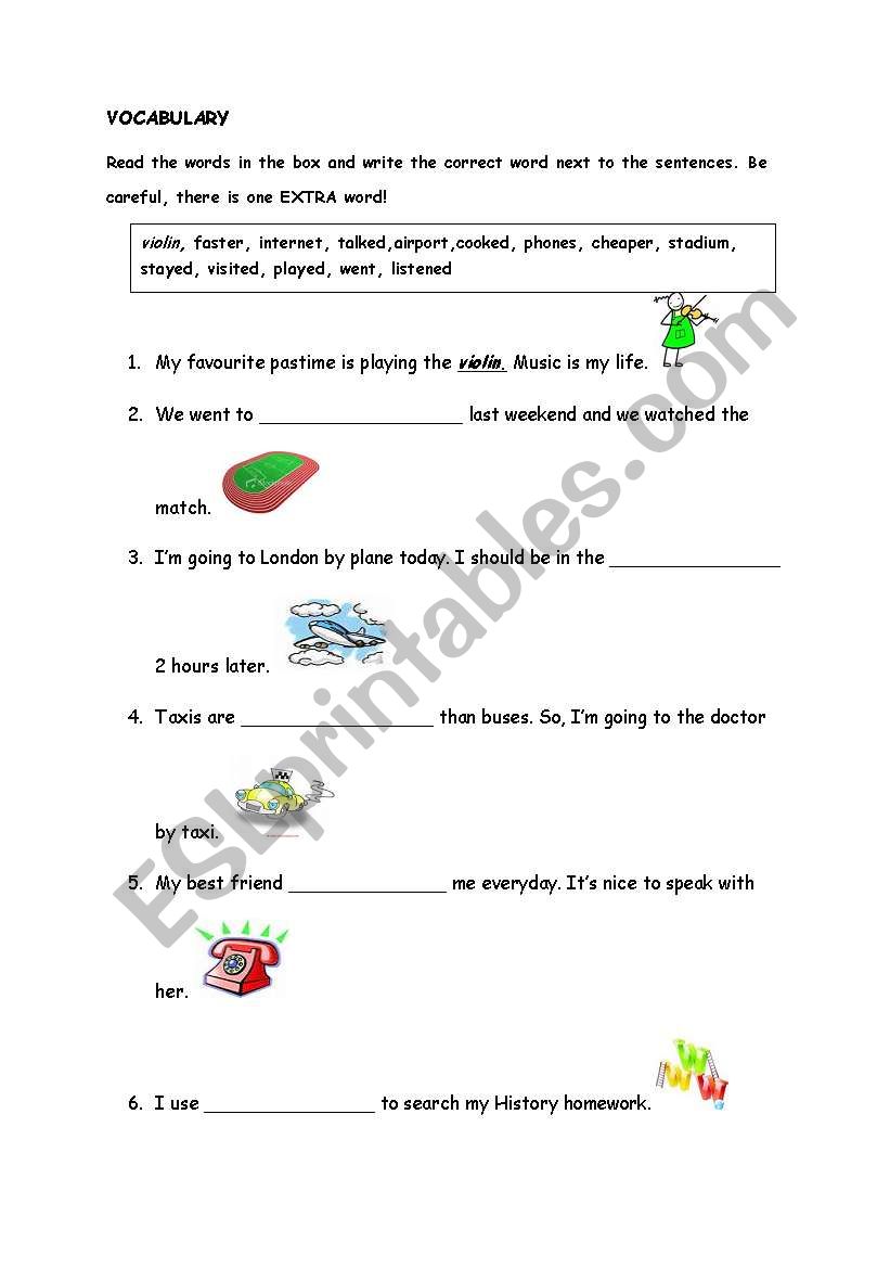 Vocabulary revision about verbs and the places
