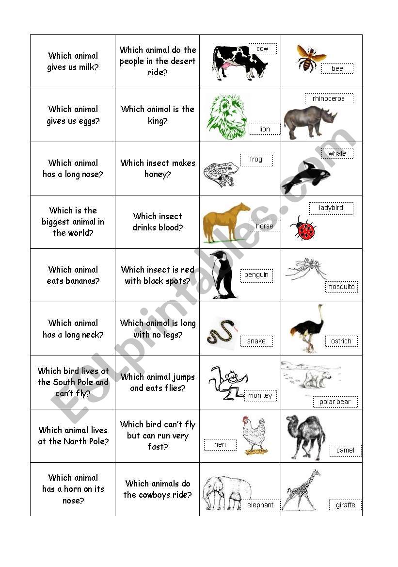 Animal Memory worksheet