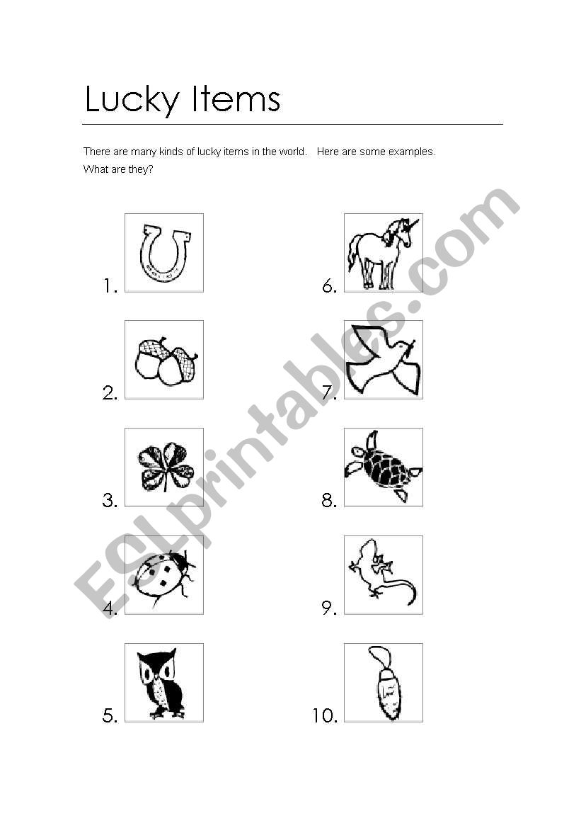 lucky charms and symbols worksheet