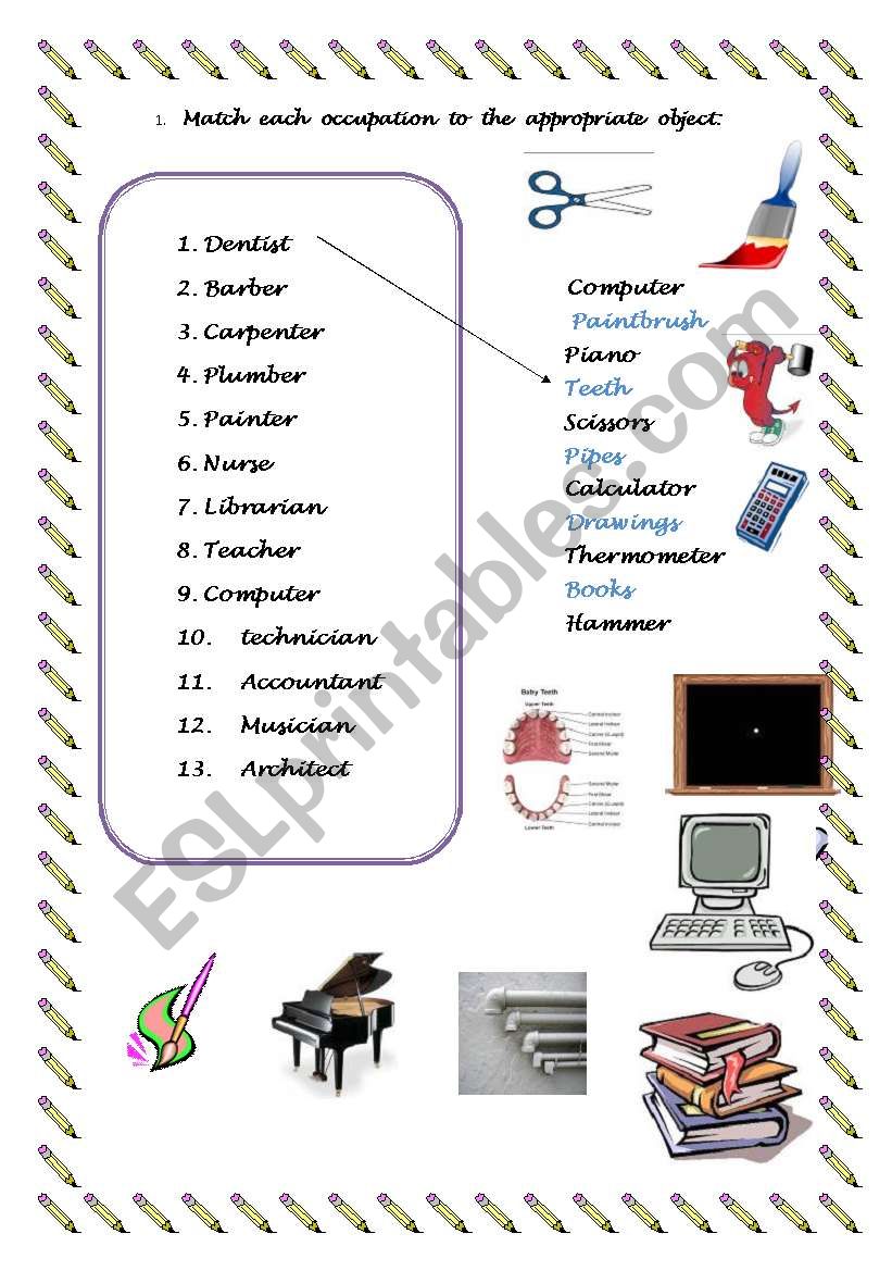 JOBS / OBJECTS - Matching exercise