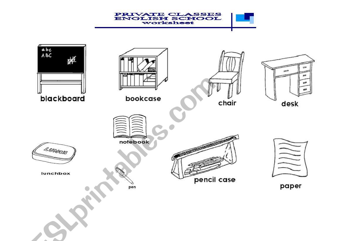 classroom object worksheet