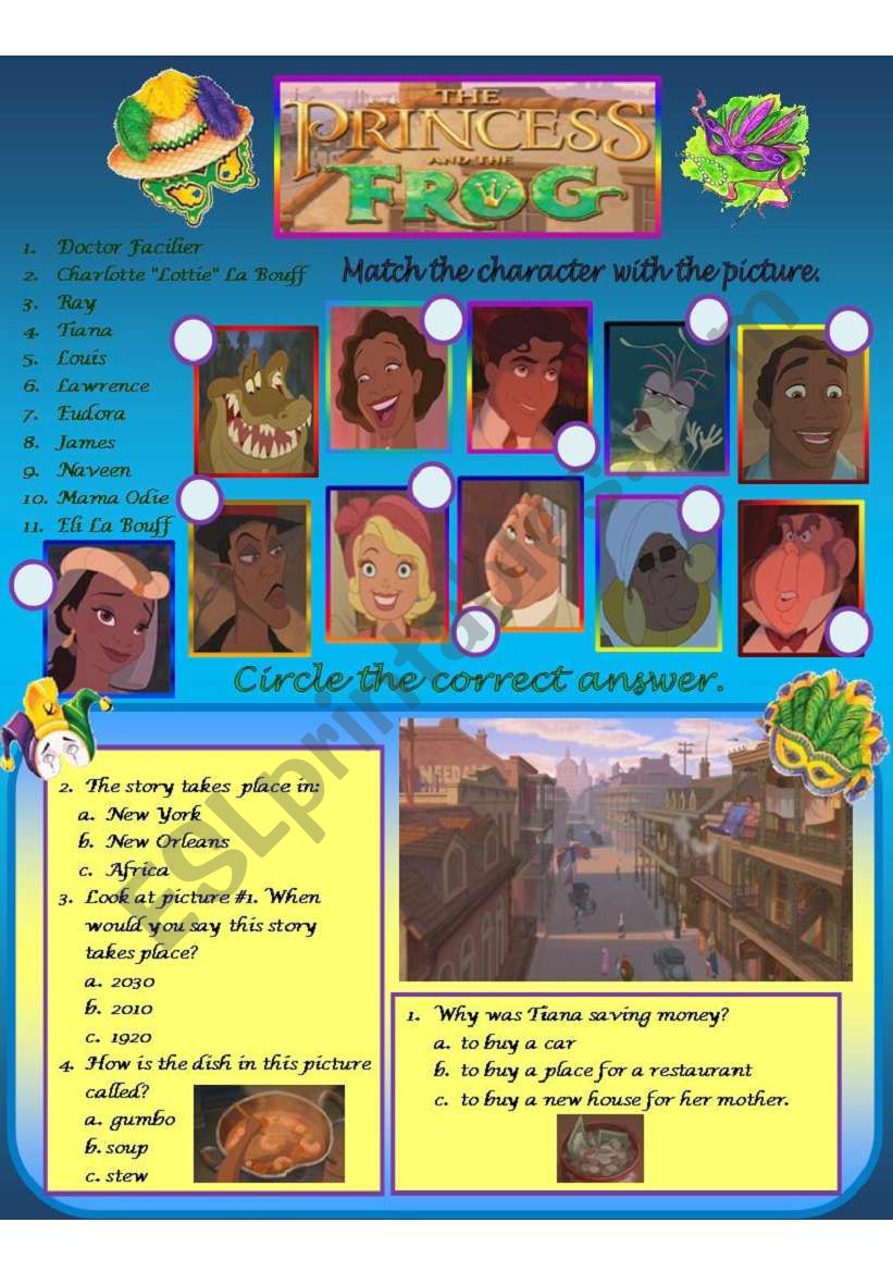 The Princess and the Frog 1 worksheet
