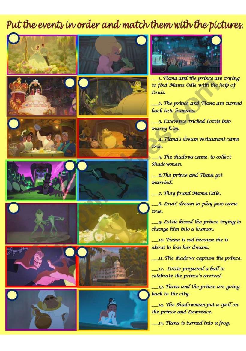 The Princess and the frog 3 worksheet