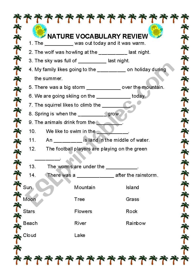 Nature Vocabulary Practice worksheet