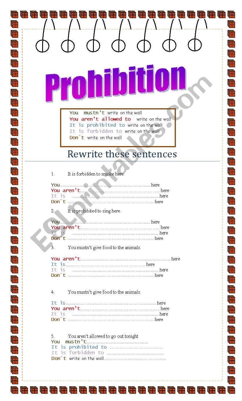 Prohibition worksheet