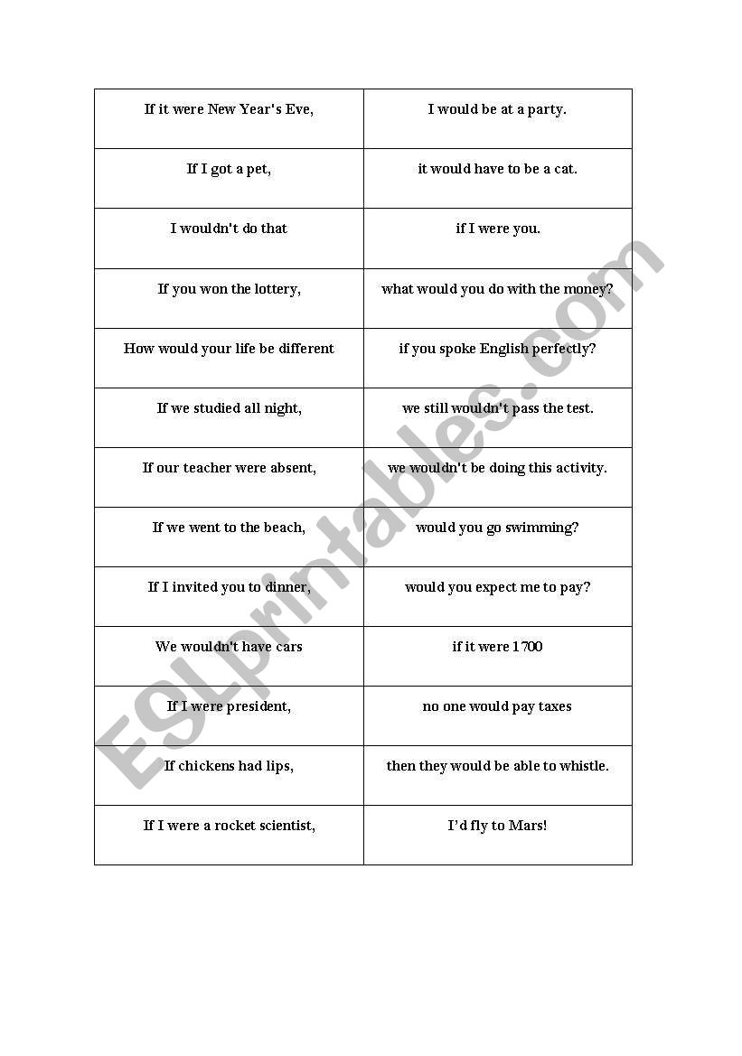 Conditional Matching worksheet