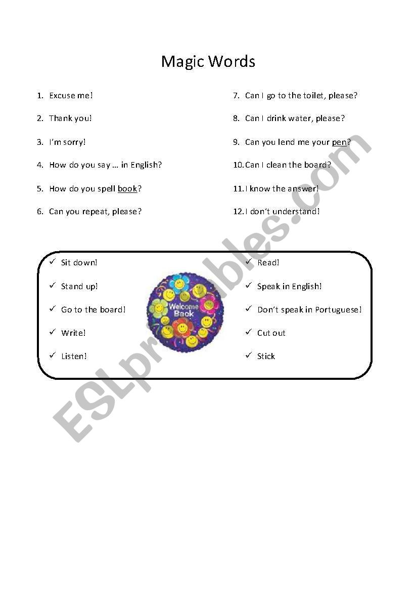 Magic Words worksheet