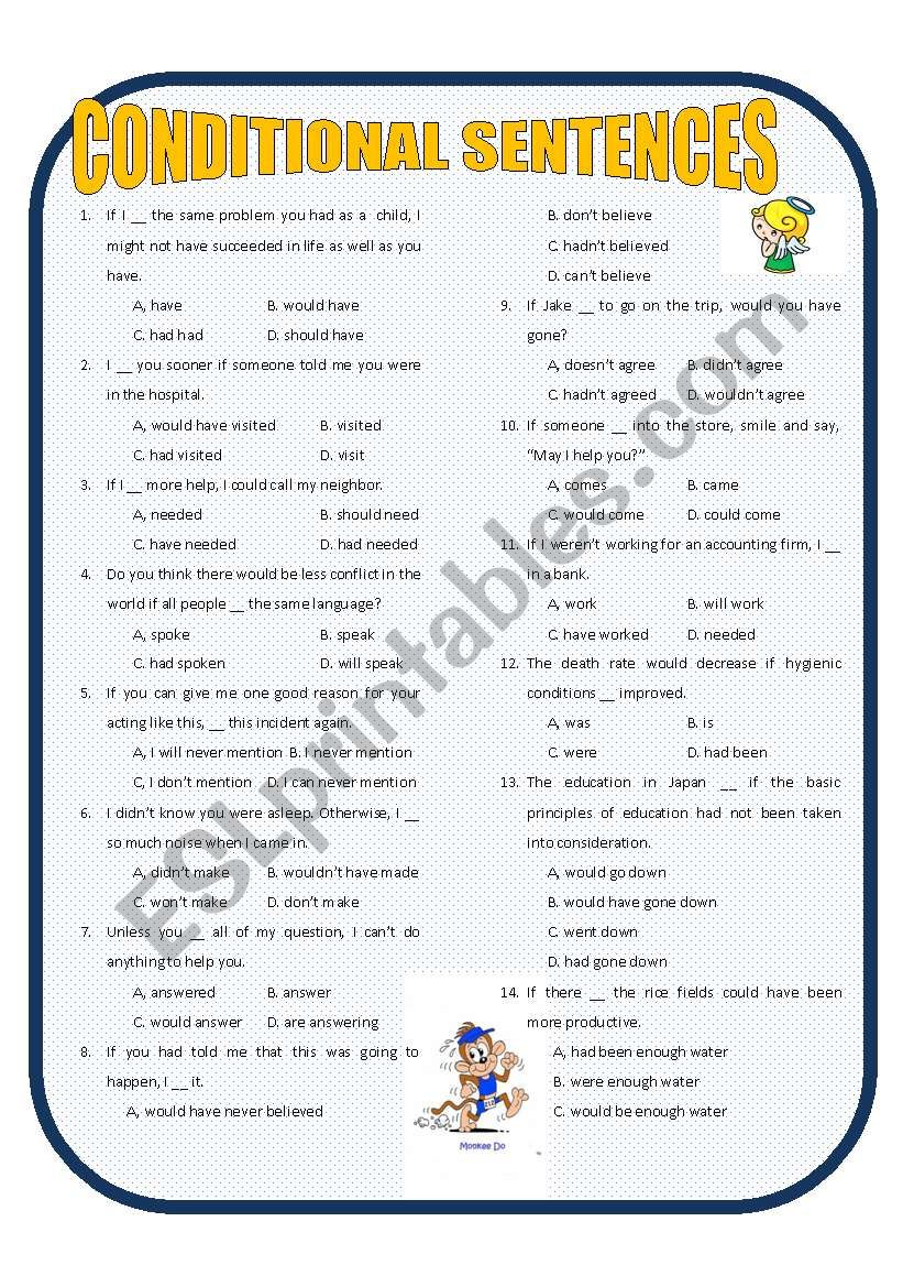 Conditional Sentences Exercises Pdf Multiple Choice