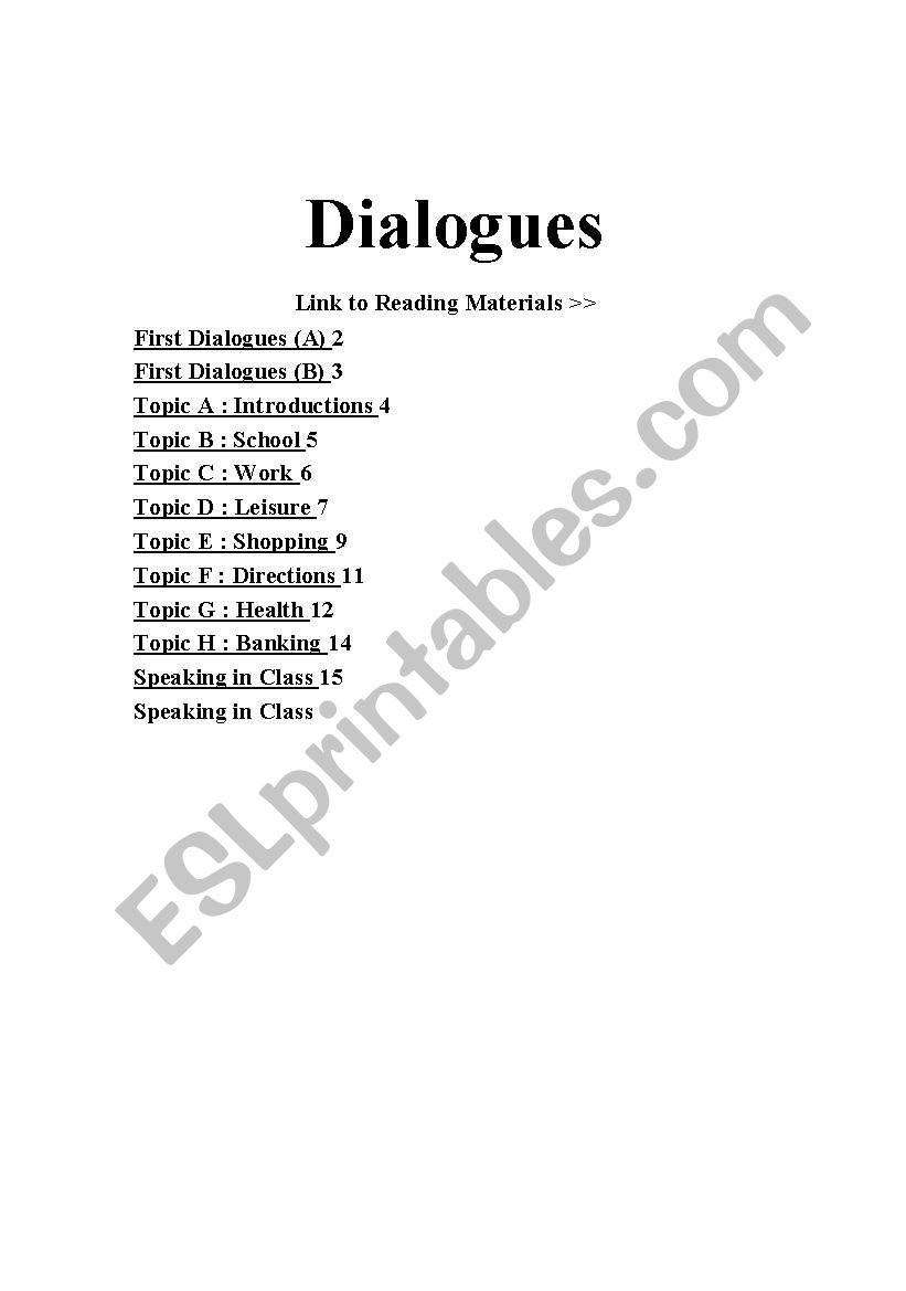 Dialogues worksheet