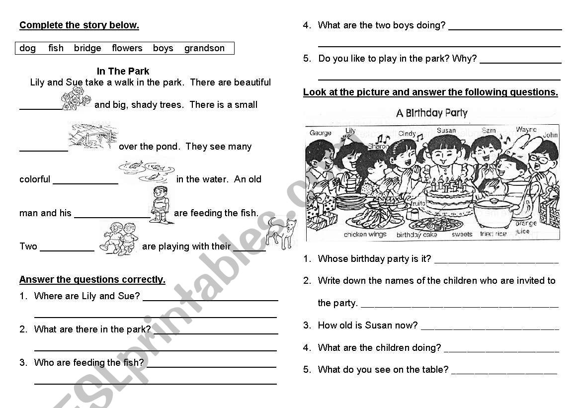 Comprehension Picture worksheet