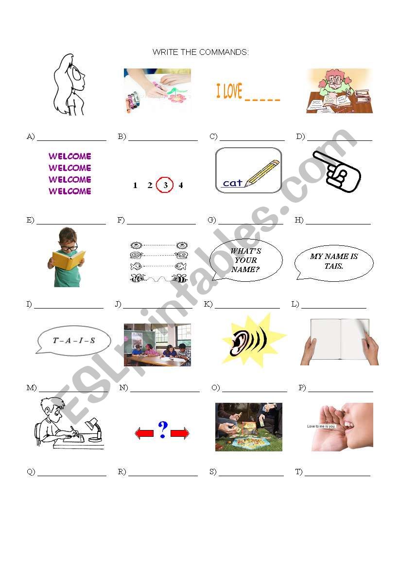 COMMANDS worksheet