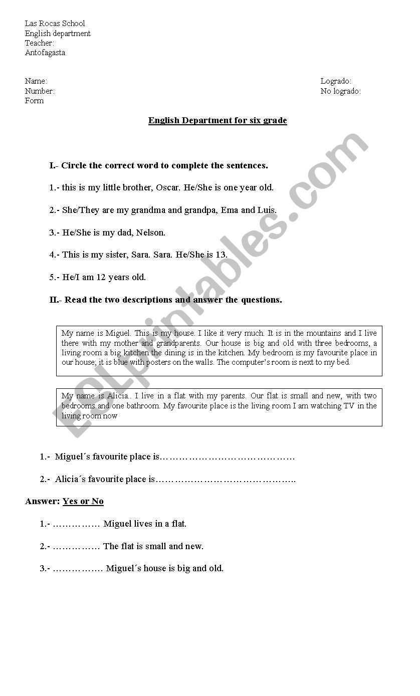 test worksheet