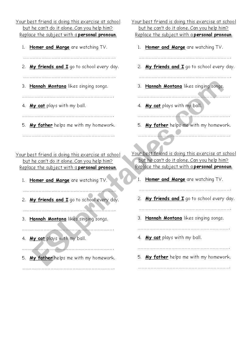 english-worksheets-replace-the-subject-with-a-personal-pronoun
