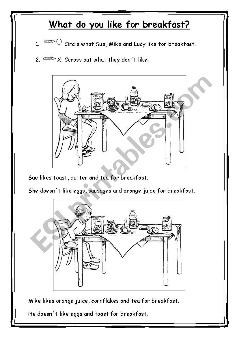 English breakfast worksheet