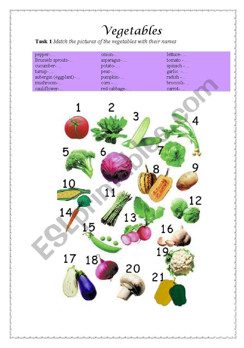 Lets learn the names of some vegetables