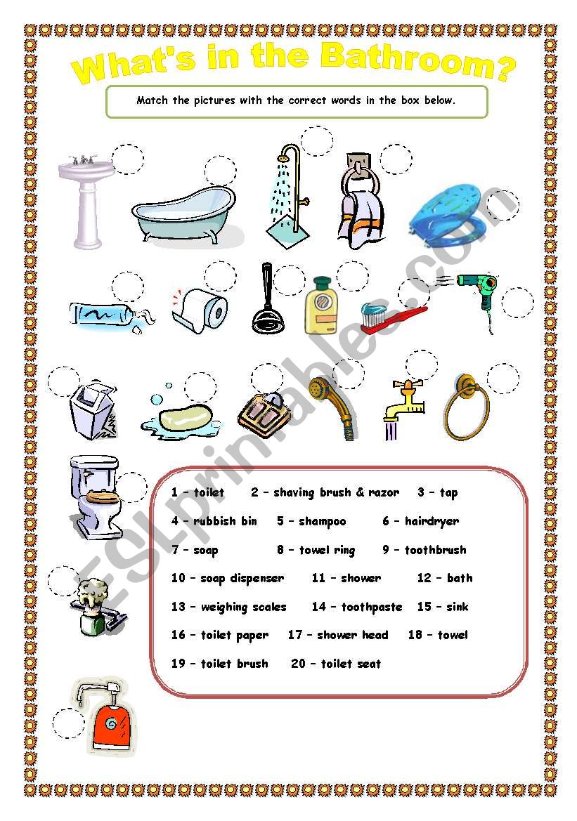 Whats in the Bathroom worksheet
