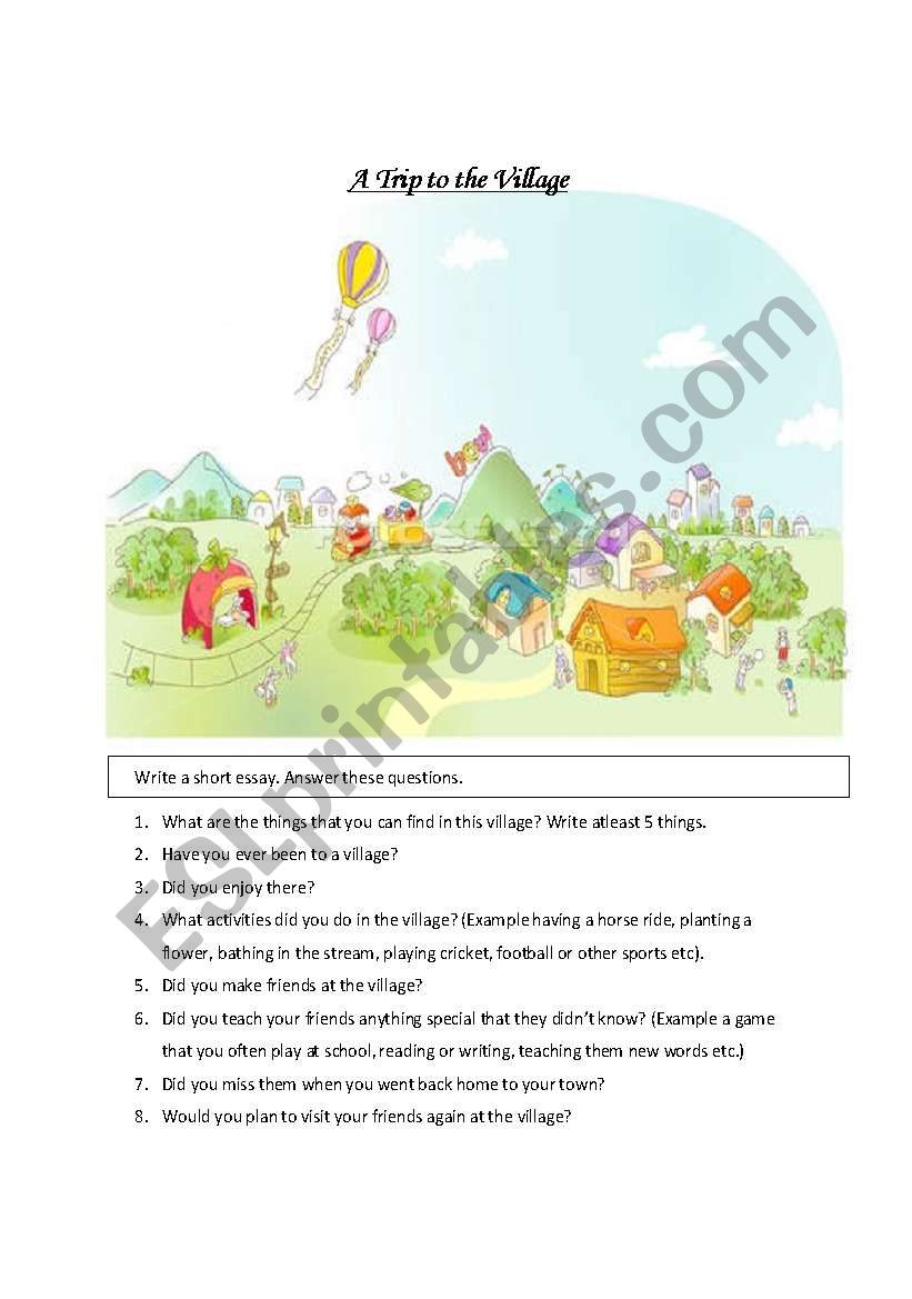 Trip to the Village worksheet