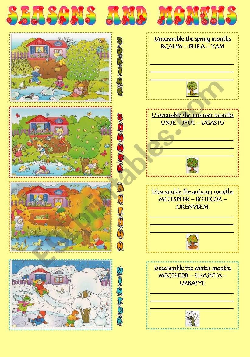 SEASONS AND MONTHS worksheet