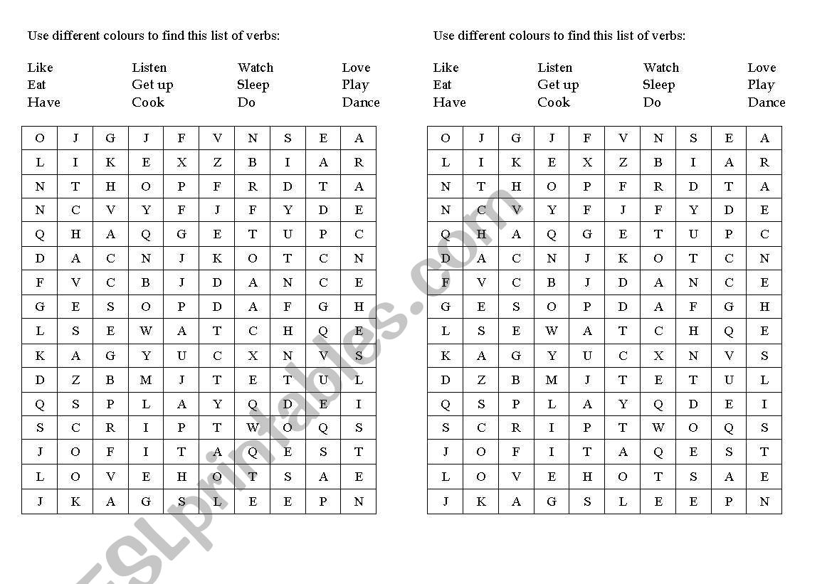 Verbs worksheet