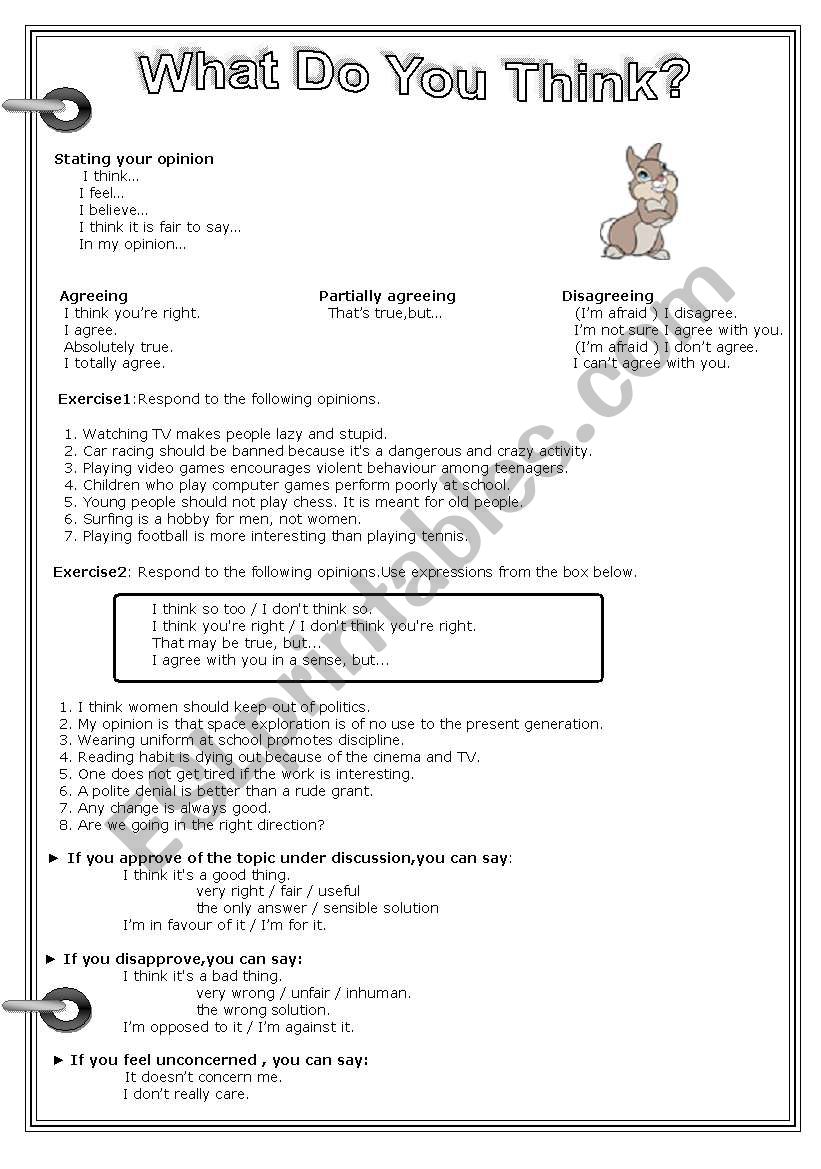 What do you think...? worksheet
