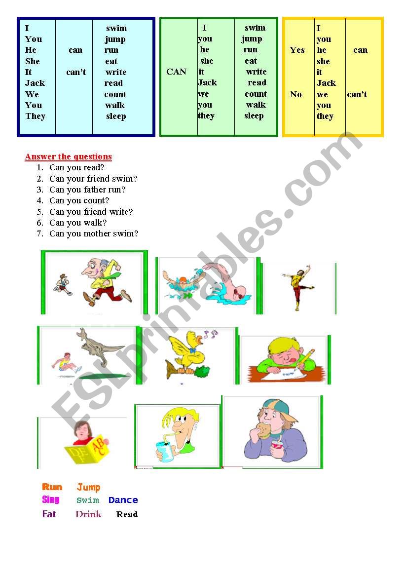 verbs, days of the week worksheet