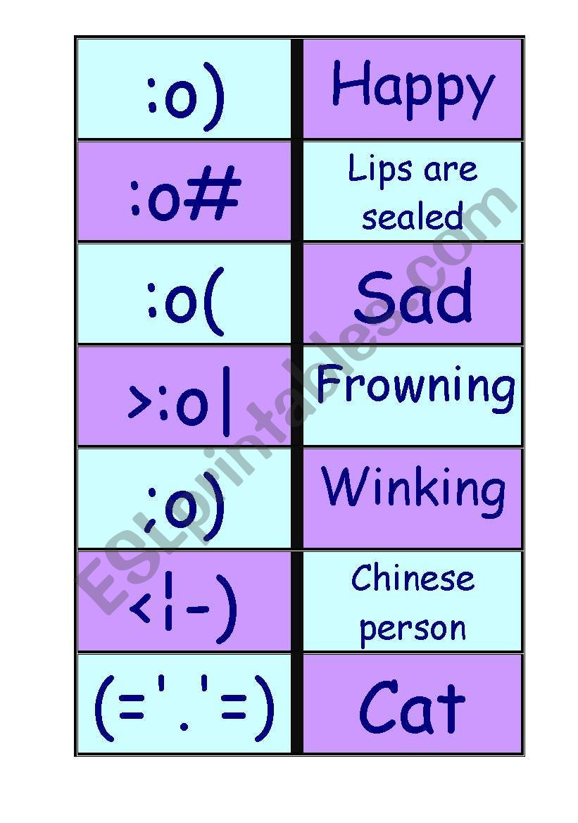 Smiley Game part 1 worksheet