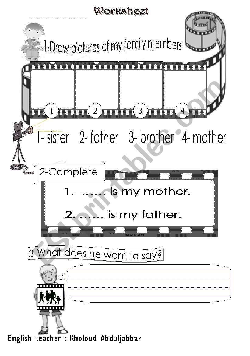 family members worksheet worksheet