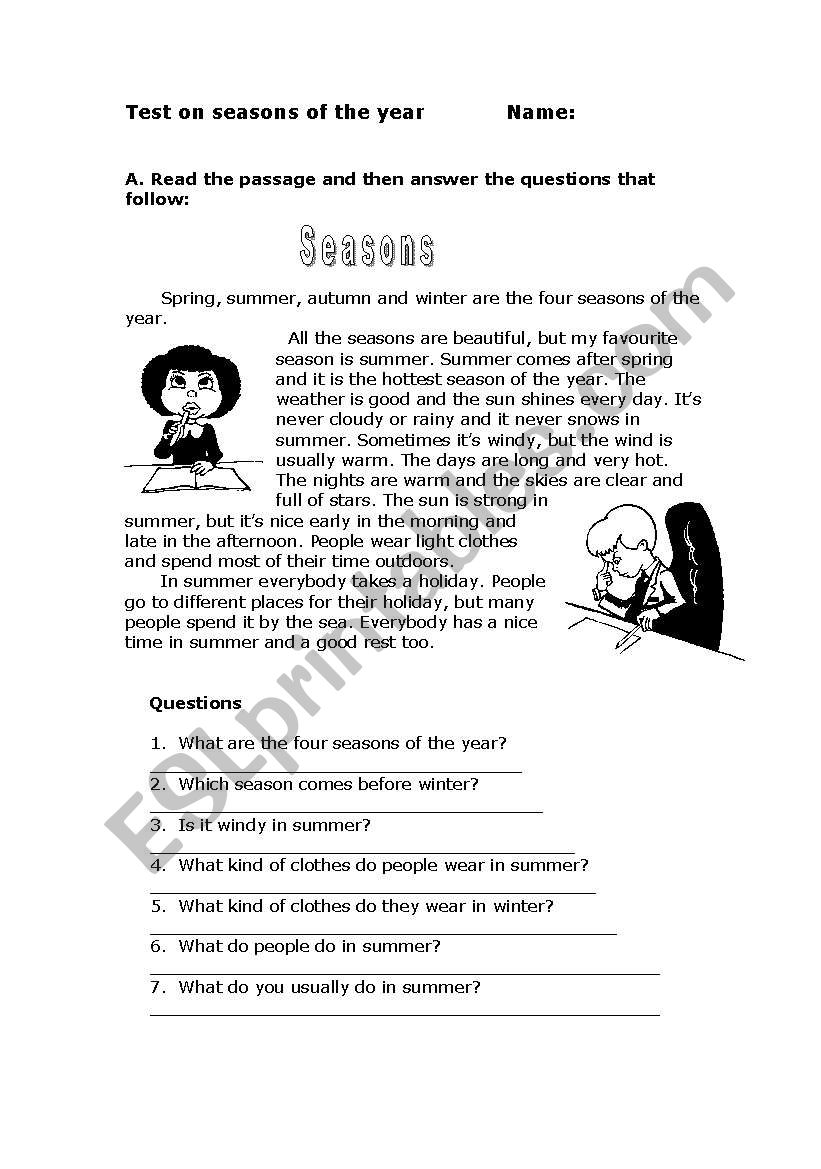 weather & seasons worksheet