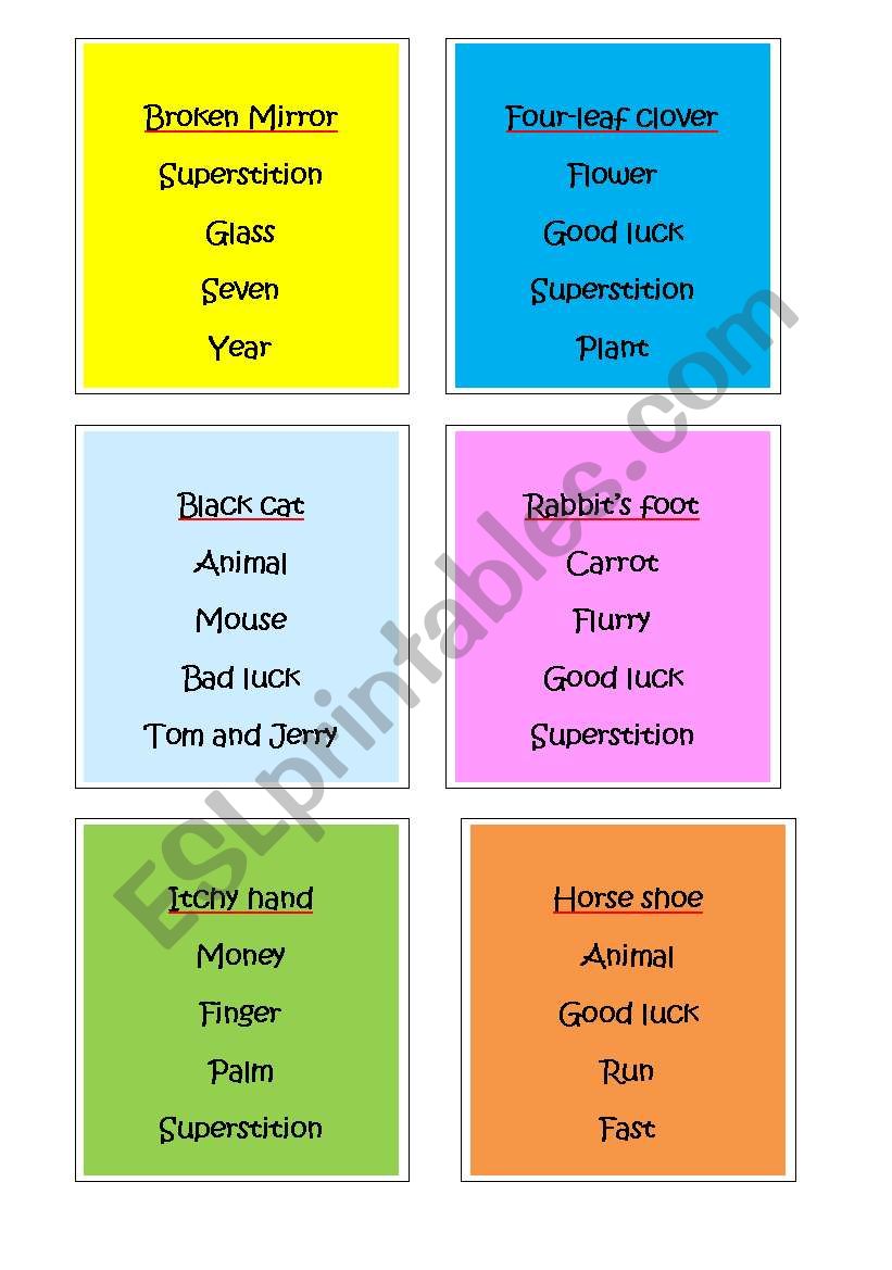 taboo game 1 worksheet