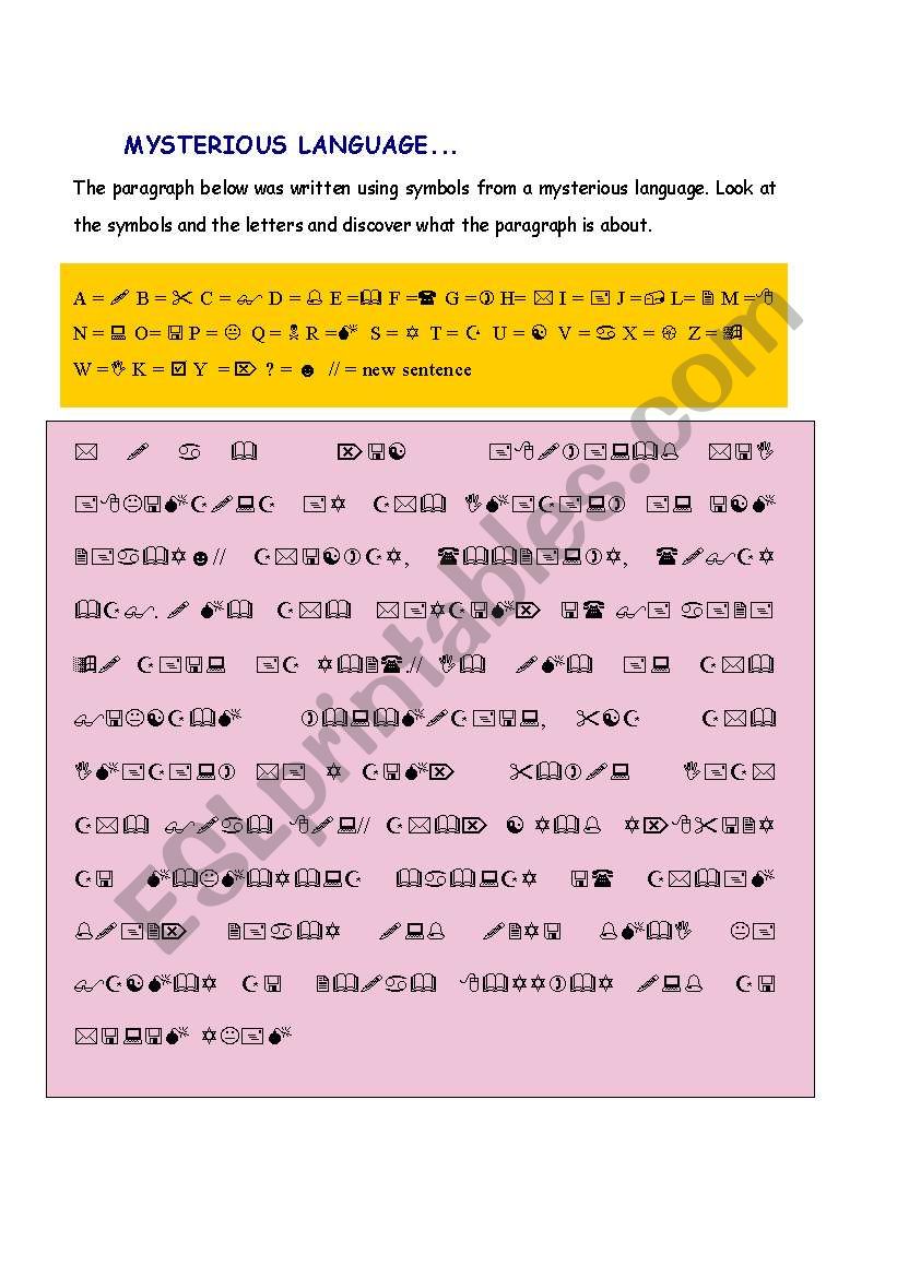 Mysterious Language worksheet