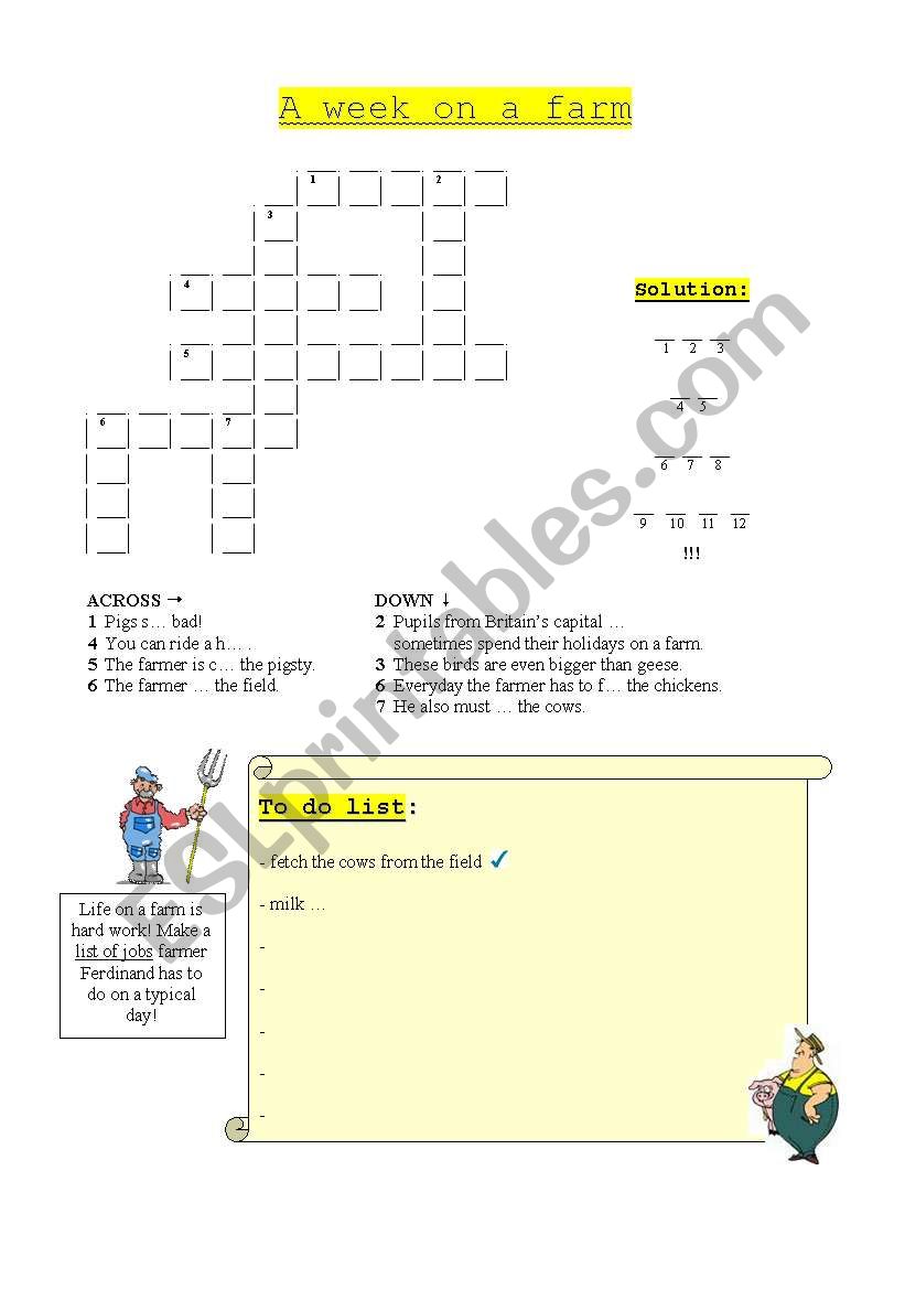 Life on a farm  worksheet