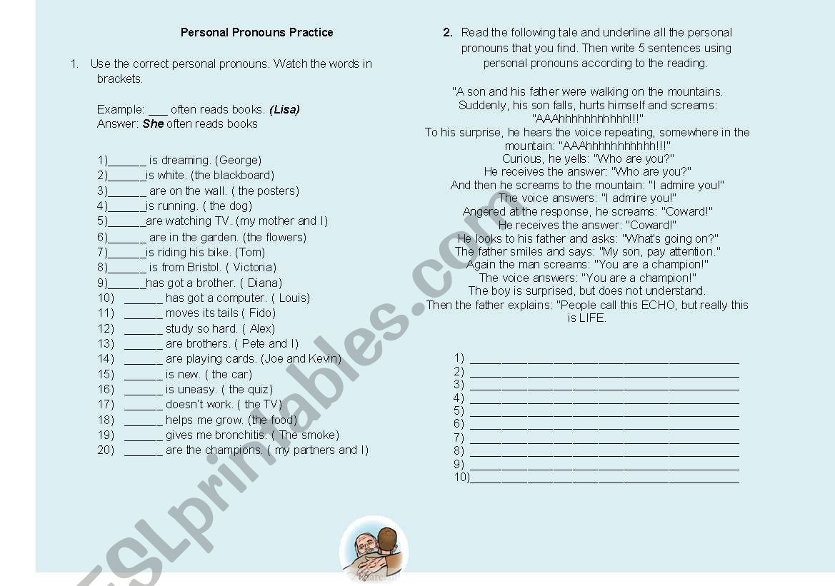 Personal Pronoun Practice worksheet