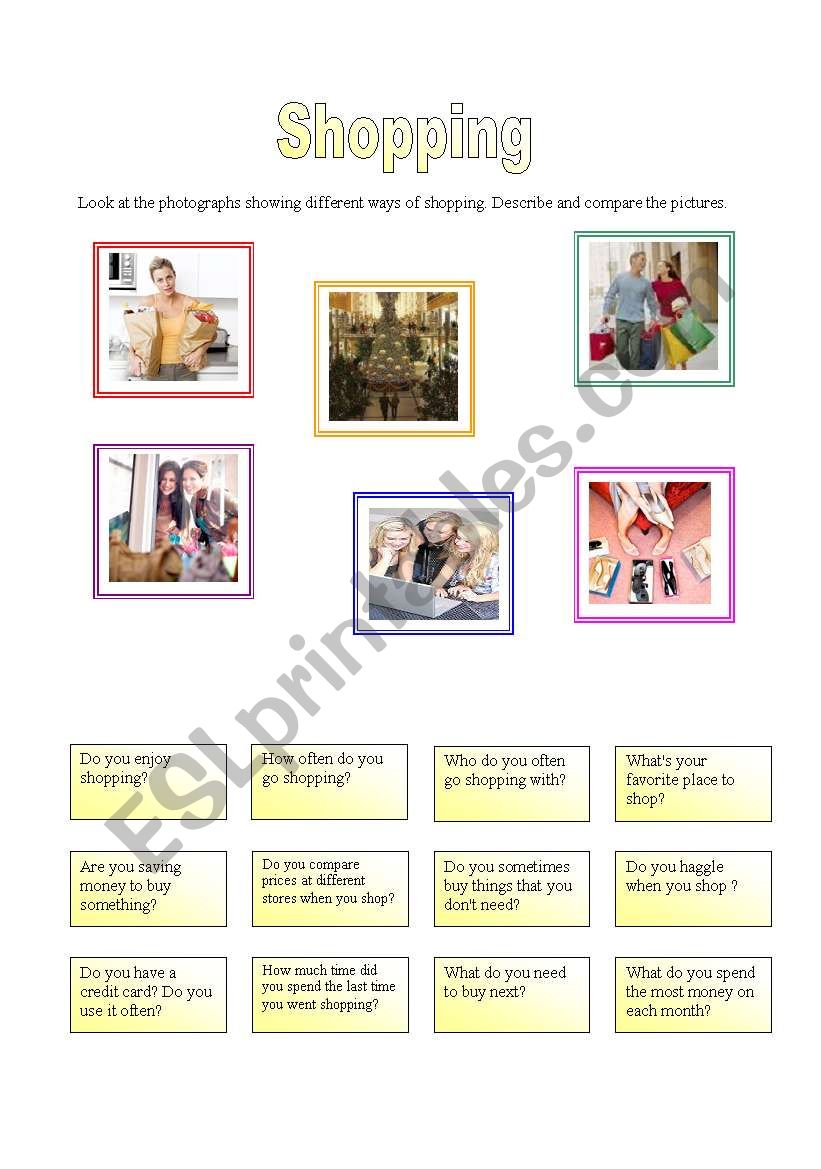 Shopping-speaking worksheet