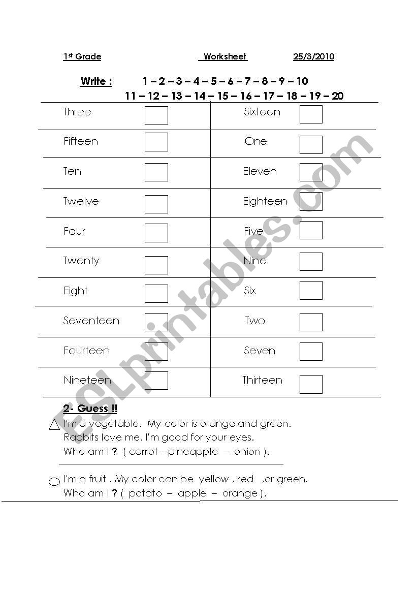 Match,and Guess! worksheet