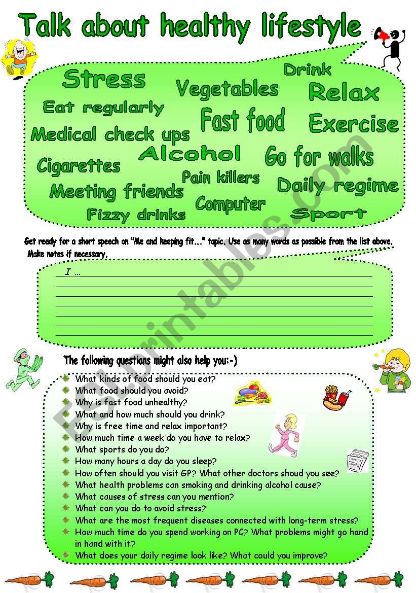 Talk about healthy lifestyle! worksheet