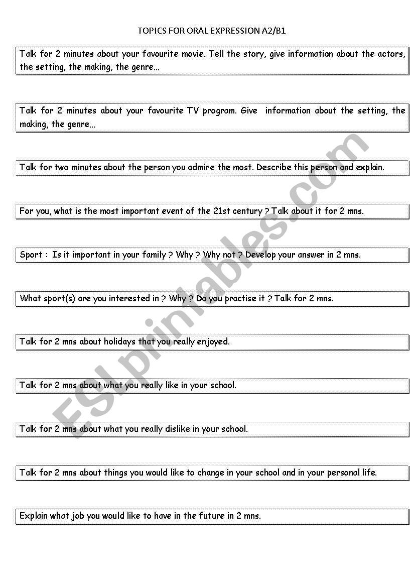 More than 20 topics to make your students speak