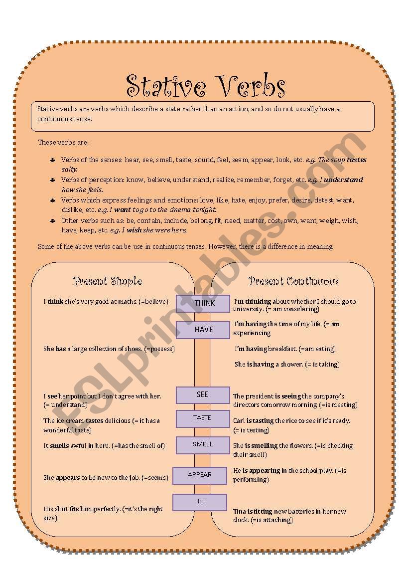 Stative Verbs worksheet