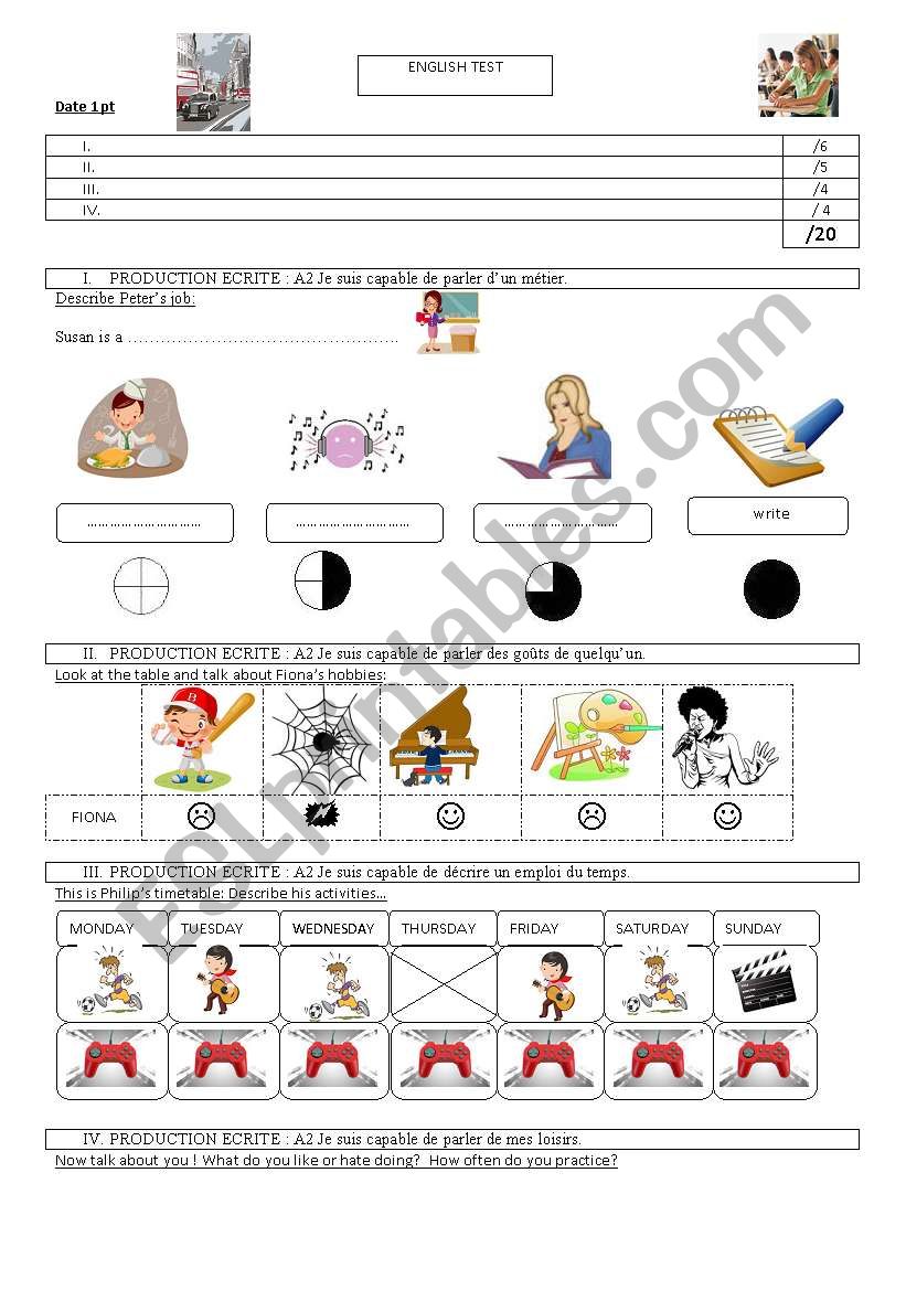 english test - simple present worksheet