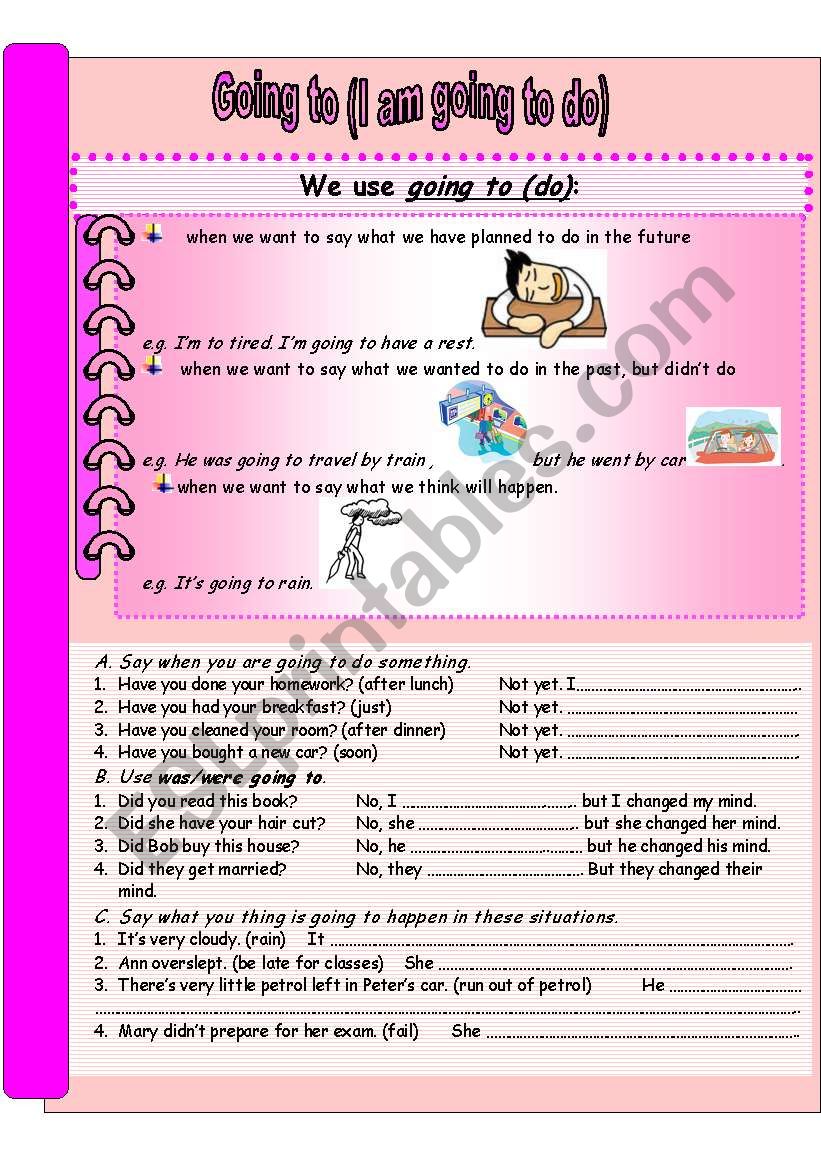 going to - grammar guide and exercises.